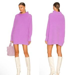 Free people Ottoman Slouchy Sweater Pullover Mock Neck Tunic in Glowing Grape